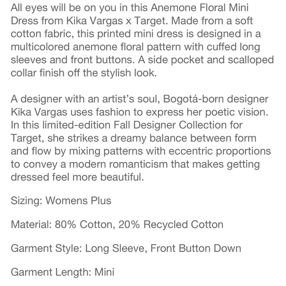 NWT 1X Kika Vargas x Target Floral Dress - Picture 9 of 13